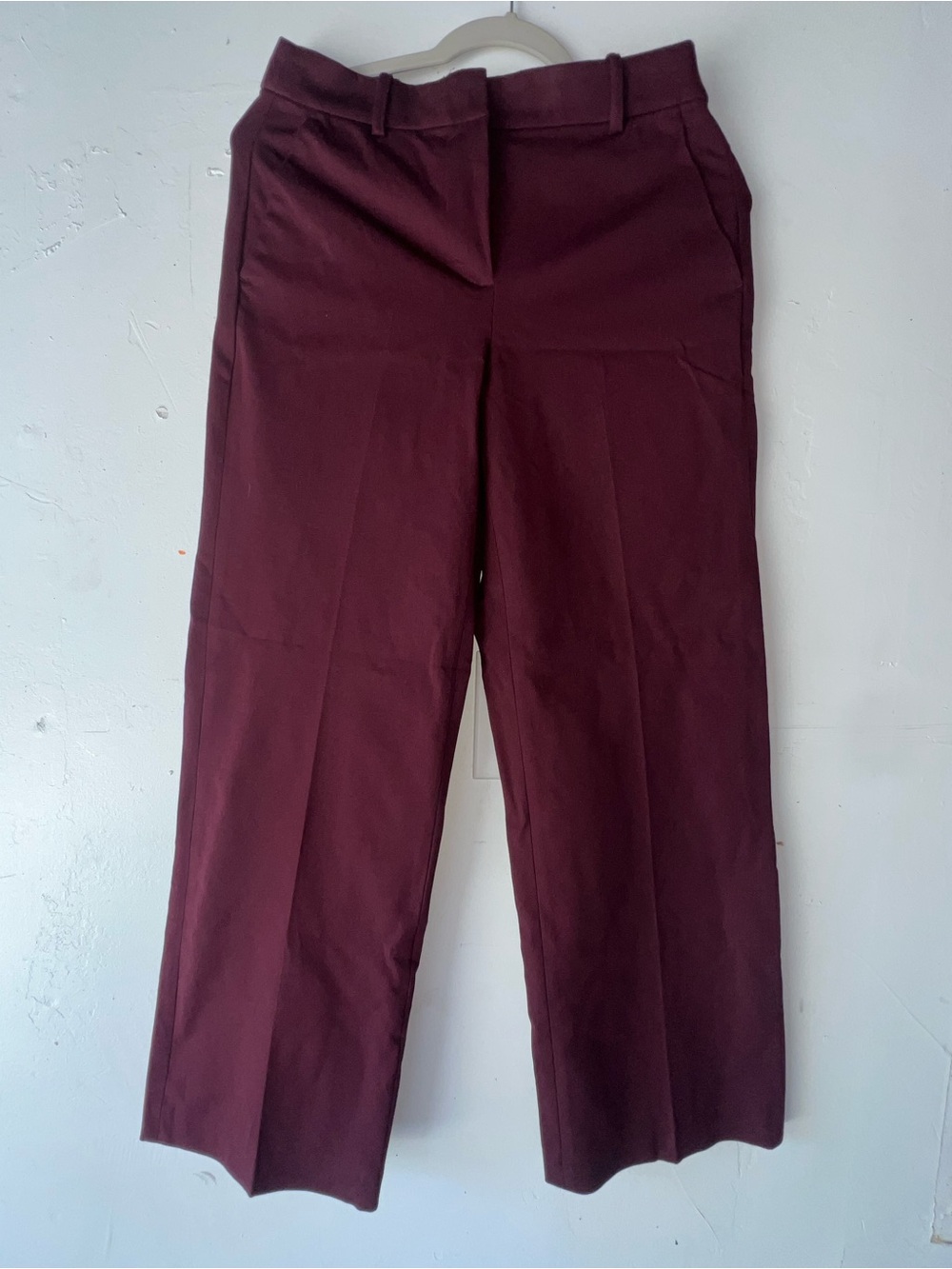 J. Crew Tailored Wide-Leg Trousers in Deep Burgundy